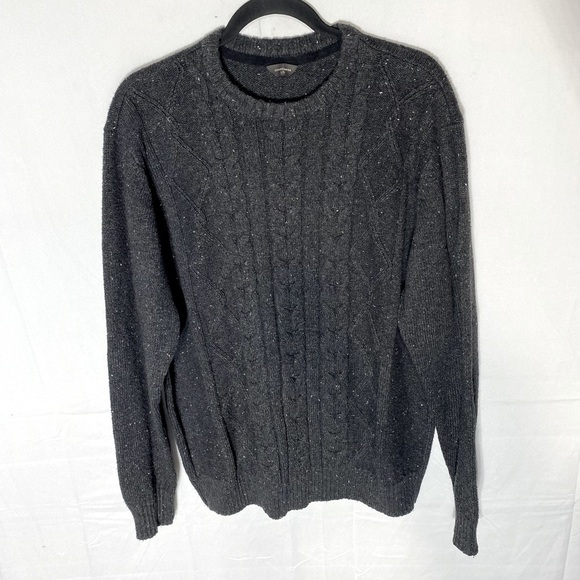 Denver Hayes Other - Denver Hayes Dark Grey Cable Knit Crew Neck Sweater L